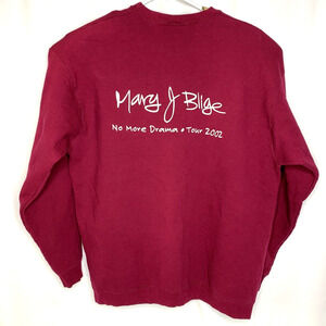 2002 Mary J Blige No More Drama Tour Stage Crew Sweatshirt Size XXXL Burgundy